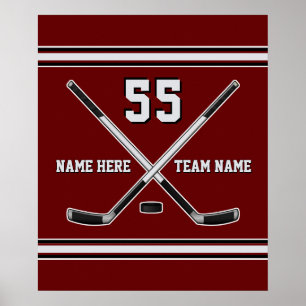 Personlig Hockey Player Poster, valfri FÄRGER Poster