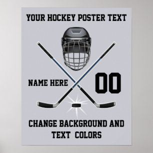 Personlig Hockey Poster, Din text och Färg Poster
