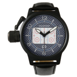 Personlig Hockey Rink Diagram Blue Carbon Stil Armbandsur