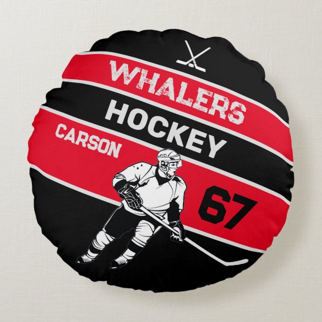 Personlig Hockey Round Pillow Rund Kudde (Framsidan)
