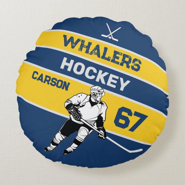 Personlig Hockey Round Pillow Rund Kudde (Framsidan)