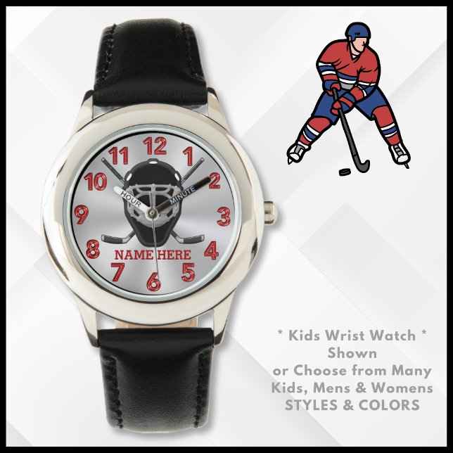 Personlig Hockey Watch-för barn till Vuxnor Armbandsur (Hockey Wrist Watch for Boys, Girls, Men or Women. Custom, Hockey Watches. Personalized Hockey Gifts.)