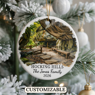 Personlig Hocking Hills State Park, Anpassad Ohio Julgransprydnad Keramik
