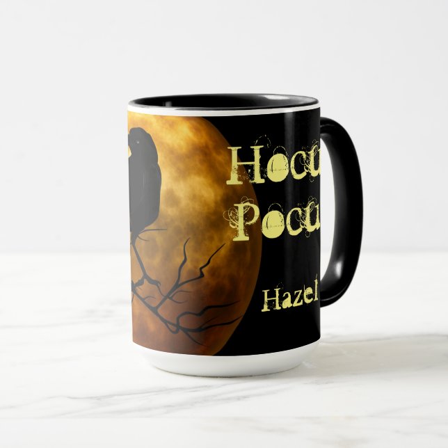 Personlig Hocus Pocus Raven Måne Halloween Mugg (Framsida höger)