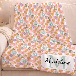 Personlig Hög Te Monogram Namn Pastell Rosa Fleecefilt