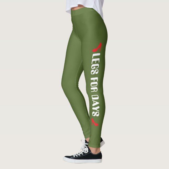 Personlig högklackad citat grön leggings (Vänster)