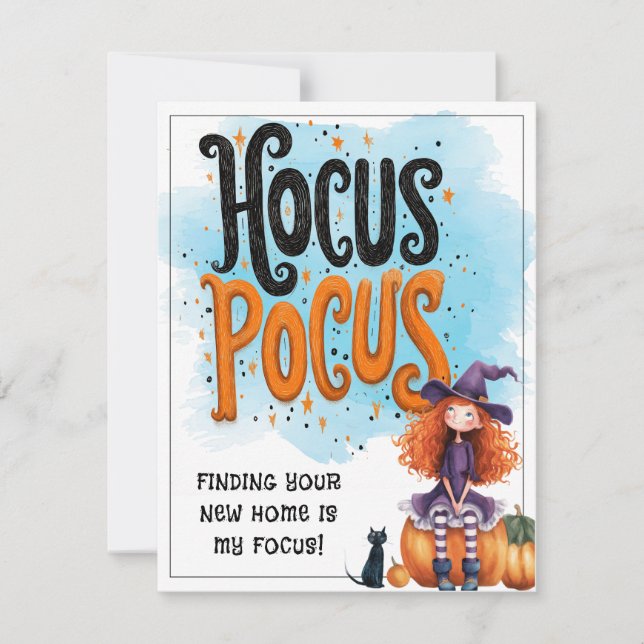 Personlig Hokus Pokus Fastighetsmäklar Halloween Julkort (Framsida)