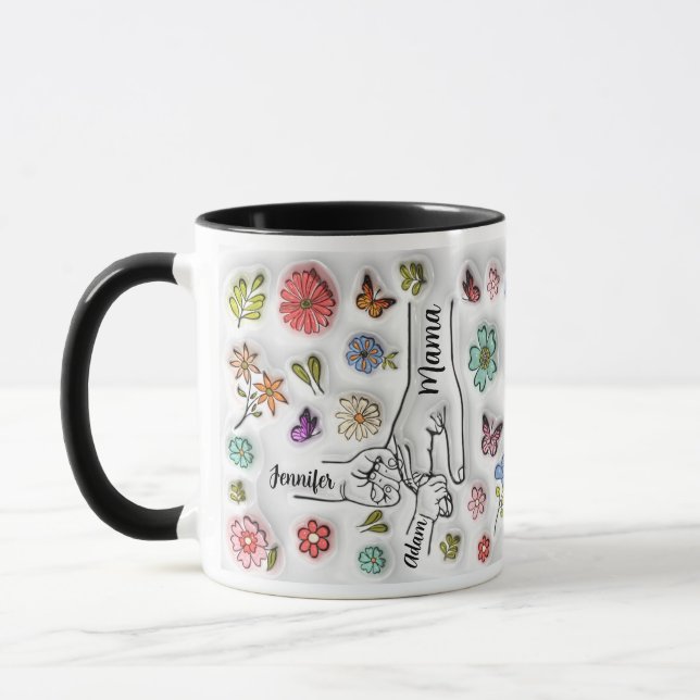 Personlig Holding Mamma Hand - 2 Barn Mugg (Vänster)