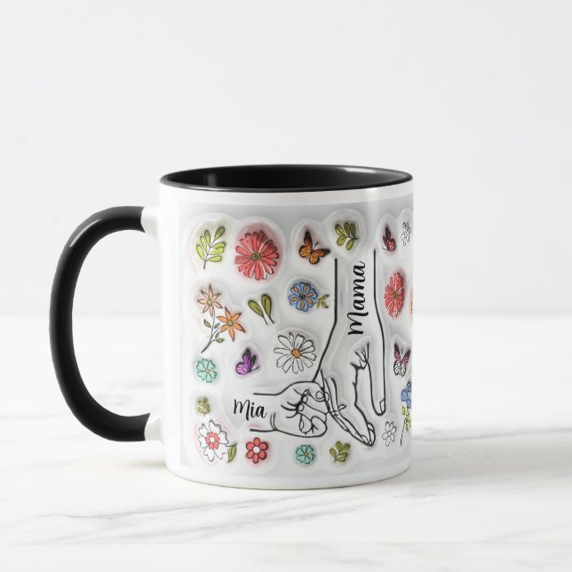 Personlig Holding Mamma's Hand - 1 Child Mugg (Vänster)