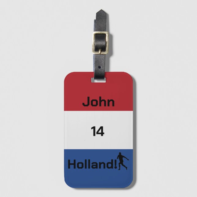 Personlig Hollandska Flagga Fotboll Resa Bagagebricka (Framsida vertikal)
