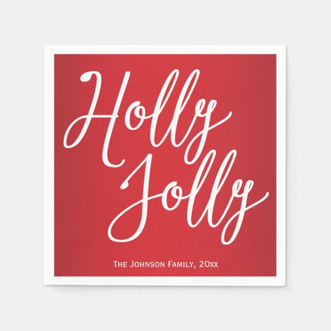Personlig Holly Jolly Jul Papper Napkins Pappersservett (Framsidan)