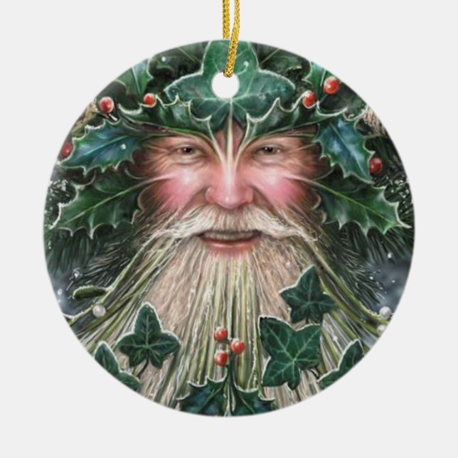 Personlig Holly Kung/Yuletide Julgransprydnad Keramik (Framsidan)
