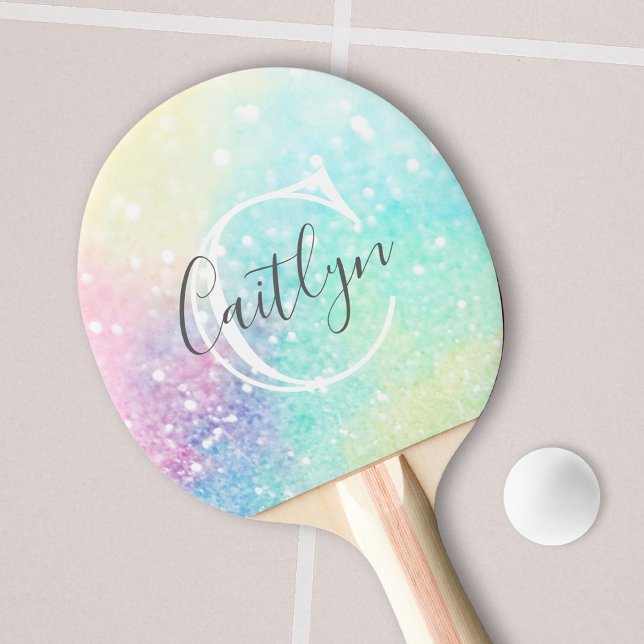 Personlig HoloGraph Glitter Monogram Pingisracket (Skapare uppladdad)