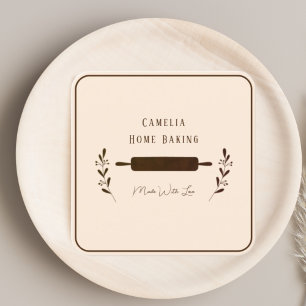 Personlig Home Bakery Chef Minimalist Brown Fyrkantigt Visitkort