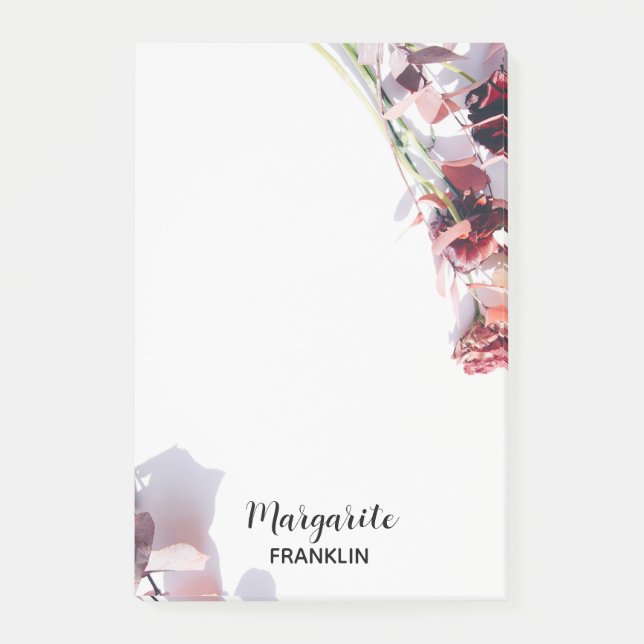 Personlig Home Office Rosa & Lila Blommigts Pos Post-it Block (Framsida)