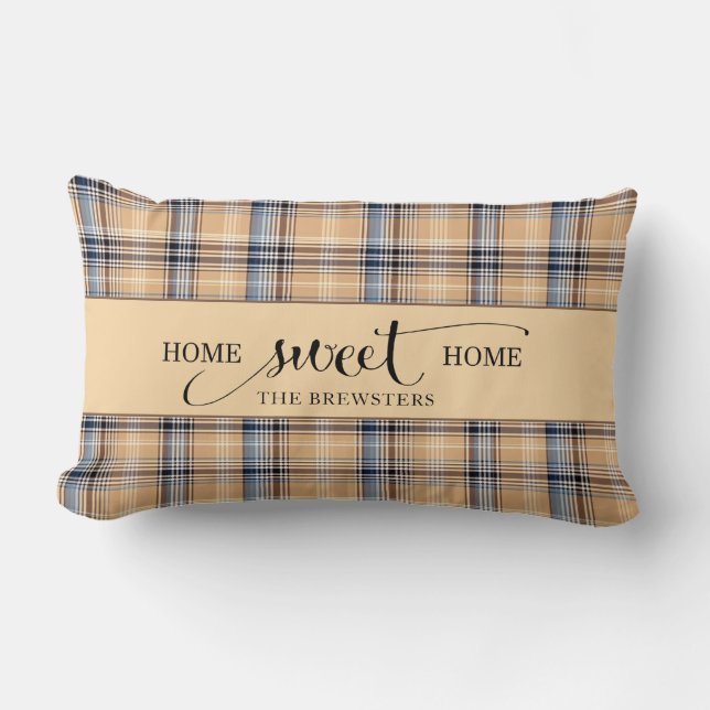 Personlig Home Sweet Home Family Namn Lumbarkudde (Framsida)