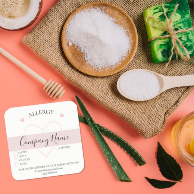 Personlig Homemade ALLERGY-etikett Fyrkantigt Klistermärke (Skapare uppladdad)