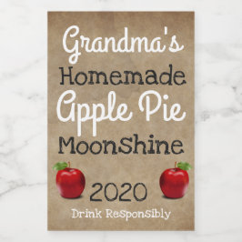 Personlig Homemade Apple Paj Moonshine-etikett Mat Etikett