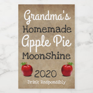 Personlig Homemade Apple Paj Moonshine-etikett Mat Etikett