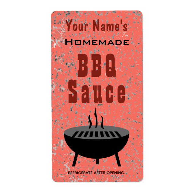 Personlig Homemade BBQ Sauce Barbeque Anpassningsb Fraktsedel (Framsidan)