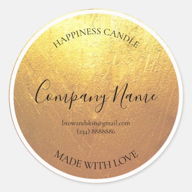 Personlig Homemade Candle GULD etikett (Framsida)