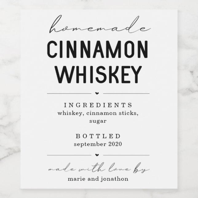 Personlig Homemade Cinnamon Whiskey Flaska Labe Vinflaska Etikett (Singel etikett)