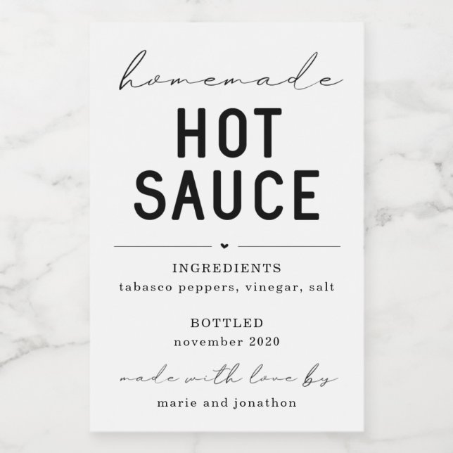 Personlig Homemade Hett Sauce-etikett Vinetikett (Enkel etikett)