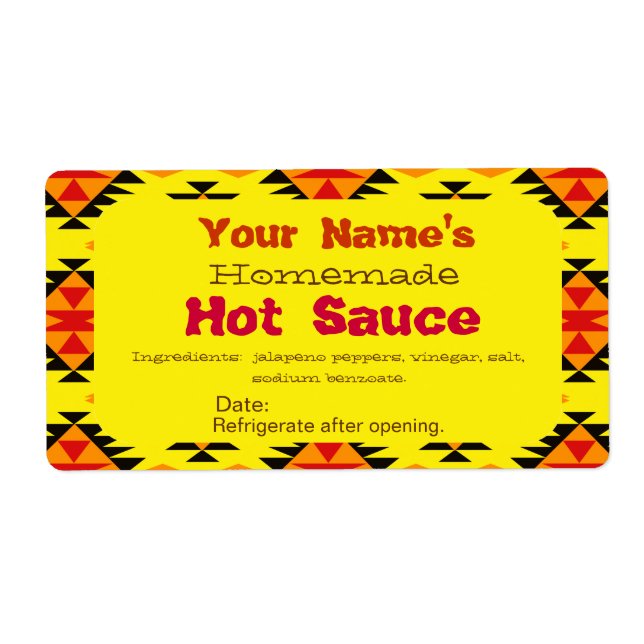 Personlig Homemade Hett Sauce Labels Indian Art Fraktsedel (Framsidan)