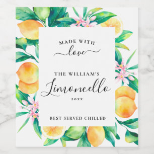 Personlig Homemade Limoncello Food Drink Labels Vinflaska Etikett