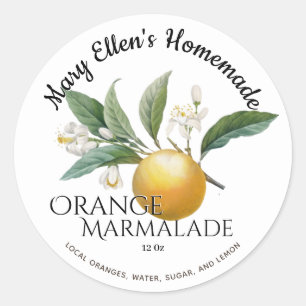 Personlig Homemade Orange Marmalade-etikett Runt Klistermärke