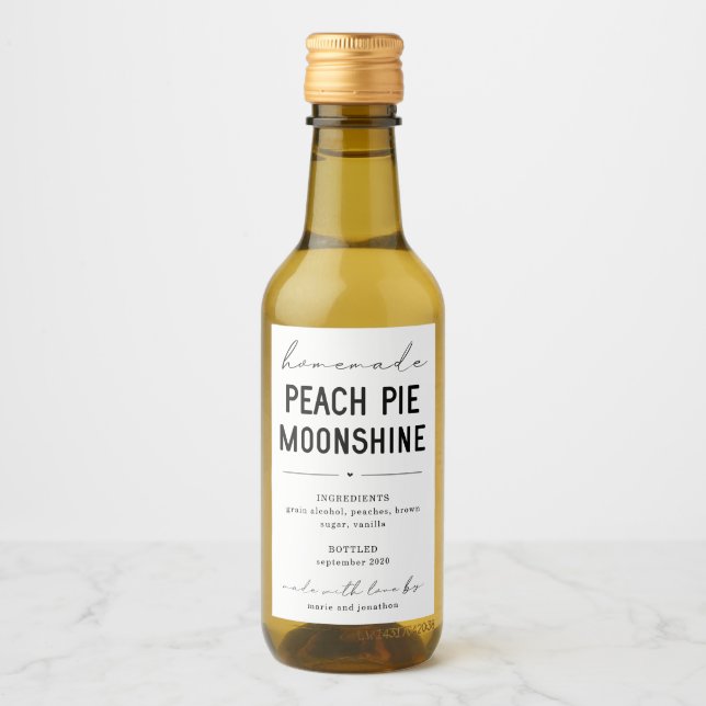 Personlig Homemade Peach Paj Moonshine-etikett Vinetikett (Framsida)