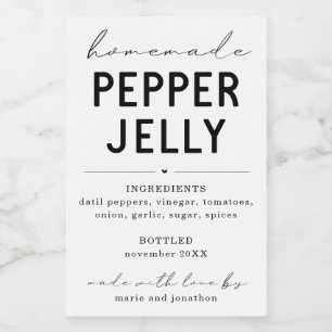Personlig Homemade Pepper Jelly Label Vinetikett