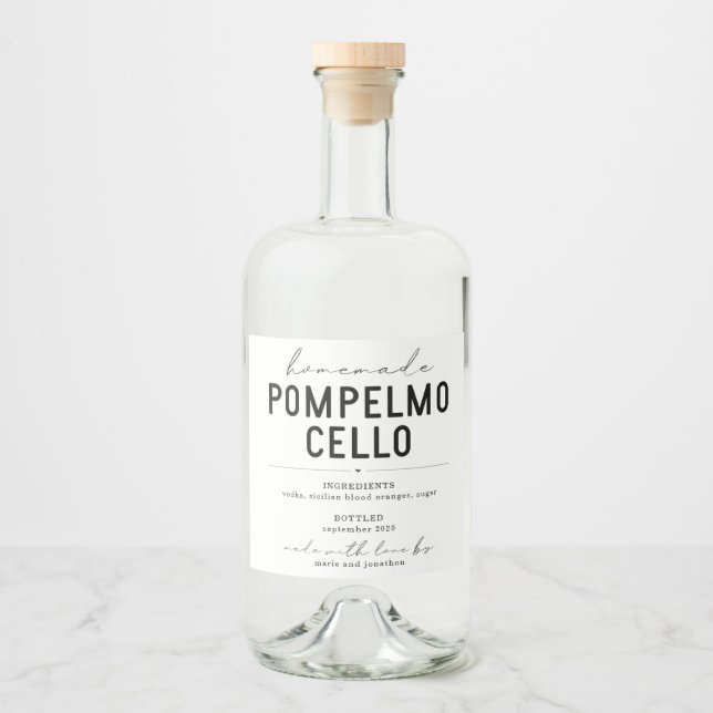 Personlig Homemade Pompelmocello Label Spritflaskor Etikett (Framsida)