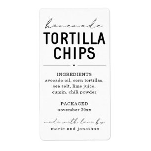 Personlig Homemade Tortilla Chip etikett Fraktsedel