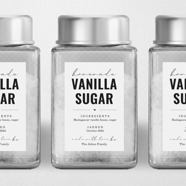 Personlig Homemade Vanilla Sugar Label Vinetikett (Skapare uppladdad)