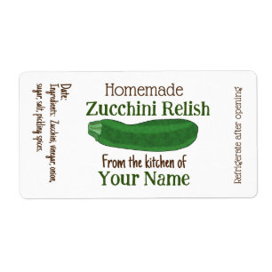 Personlig Homemade Zucchini Relish or Pickles Fraktsedel