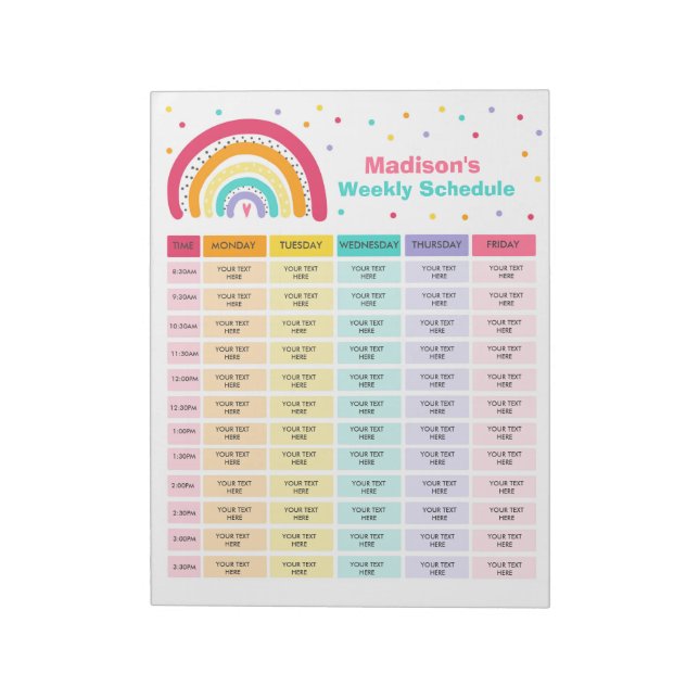 Personlig Homeschool Schedule Rainbow School Anteckningsblock (Roterad)