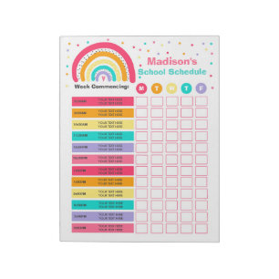 Personlig Homeschool Schedule Rainbow School Anteckningsblock