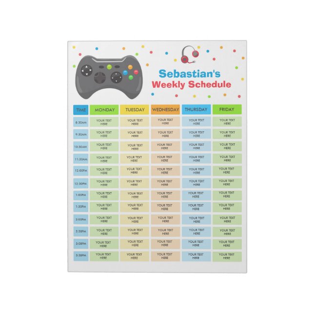 Personlig Homeschool Schedule Video Game School Anteckningsblock (Roterad)