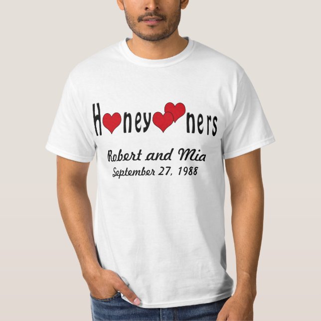 Personlig Honeymooners and Hearts T-shirt (Framsida)