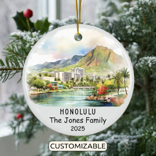 Personlig Honolulu Ornament, Hawaii Julgransprydnad Keramik