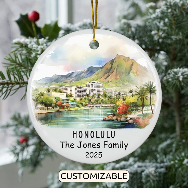 Personlig Honolulu Ornament, Hawaii Julgransprydnad Keramik (Skapare uppladdad)