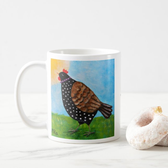 Personlig Höns med Halsband Solbadar  Kaffemugg (Med munk)