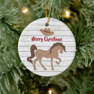 Personlig Horse and Cowboy Hat God jul Julgransprydnad Keramik