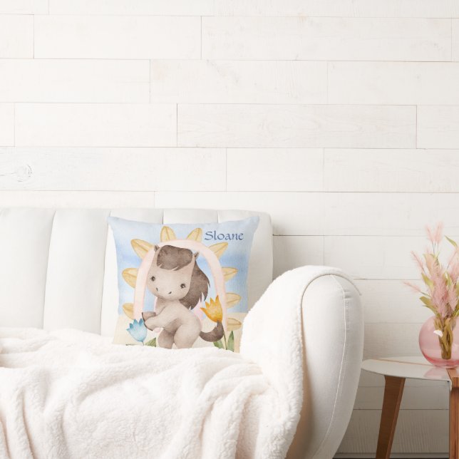 Personlig Horse, Baby djur, Boho, Regnbåge Kudde (Soffa)