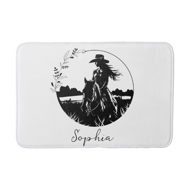 Personlig Horse Cowgirl Western Equestrian Badrumsmatta (Framsidan)