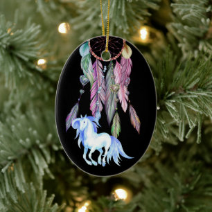 Personlig Horse, Dreamcatcher, Dreams & Önskemål Julgransprydnad Keramik