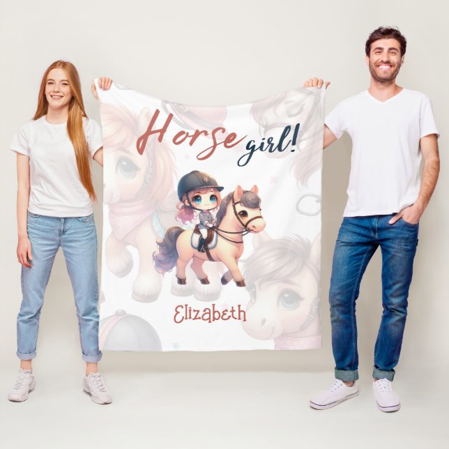 Personlig Horse Girl Dressage Rider Fleecefilt (På plats)