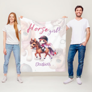 Personlig Horse Girl Dressage Rider Fleecefilt