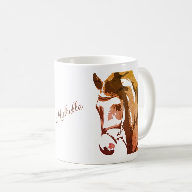 Personlig Horse Head Sketch i Brown Kaffemugg (Framsida höger)